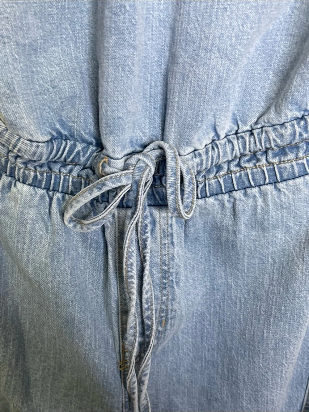 Abercrombie & Fitch High-Neck Linen-Blend Denim Balloon Leg Jumpsuit Sz Small - Picture 4 of 9